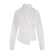 Hvid Wrap-Around Skjorte med Oval D Motif