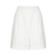 Hvide bomuld strand shorts elastisk talje