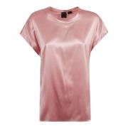 Pink Satin Finish Cap Sleeve Shirt