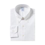 Hvid Regular Fit Non-Iron Performance Skjorte med Button Down Krave
