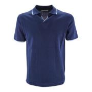 Blå Vintage Langærmet Polo Skjorte