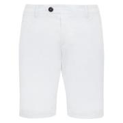 Hvide Bomuld Bermuda Shorts Slim Fit