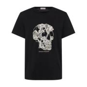 Skull Print Bomuld T-Shirt i Sort