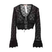 Sort Cardigan Sweater Elegant Viskose