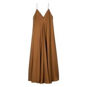 Elegant Silk Strap Dress with Wider Hem