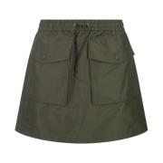 Grøn Taffeta Twill Mini Nederdel