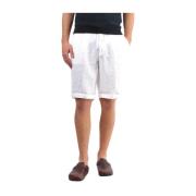 Hvidt Linned Bermuda Shorts Komfortabel Pasform
