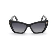 Sorte Cat-eye Solbriller med Grå Gradient Linser