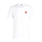 Hvidt hjerteprint Slim Fit T-shirt