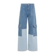 Blå Vintage Cutline Denim Jeans
