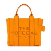 Orange Læder Micro Tote Taske Håndtaske