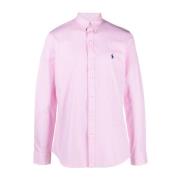 Stribet Pink Skjorte Poplin Stretch Bomuld