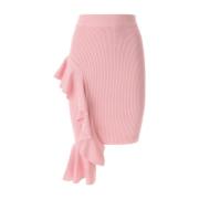 Pink Højtaljet Ruffle Nederdel