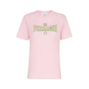 Rosa bomuld T-shirt med Ferragni Stretch Print