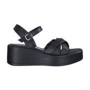 Sorte flade sandaler til kvinder