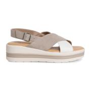 Beige Casual Open Flat Sandaler