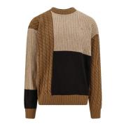 Sweater med logo patch i uldblanding