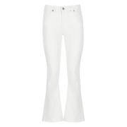 Hvid Bomuld Jeans med Juvelknap