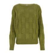 Stilfuld olivengrøn bomulds sweater