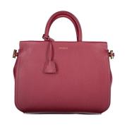 Luksus Pink Læderhåndtaske med Aftagelig Rem
