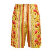 Printet Silke Twill Bermuda Shorts