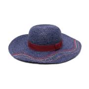Blå Swirl Stitch Straw Hat