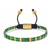 Men's Bracelet with Marbled Green and Gold Miyuki Tila Beads