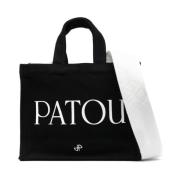 Logo-print tote taske i sort/hvid