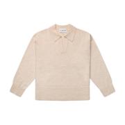 Elegant Strik Polo Sweater Ivory