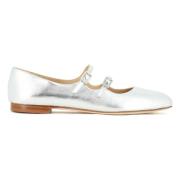 Sølv Læder Ballerina Flats