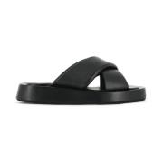 Sort Læder Platform Sandal Ilda