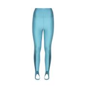 Turkis Nylon Leggings med Elastisk Talje