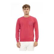 Rød Bomuld Crewneck Sweater Front Pocket