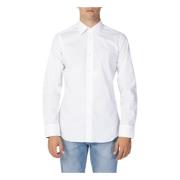 Hvid Bomuldsblanding Skjorte Langærmet