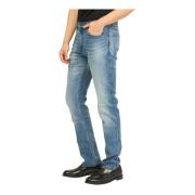 Blå Slim Fit Jeans Vintage Stil