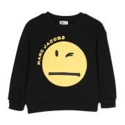 Sort Bomuldssweater Smiley Face Logo