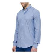 Blå Geometrisk Button-Up Skjorte