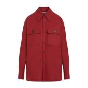 Rød Bomuldsskjorte Klassisk Stil