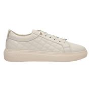 Kvinders Beige Læder Lav-Top Sneakers med Quilting ER00111354