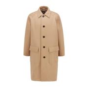 Beige Bomuld Patch Coat Knaplukning