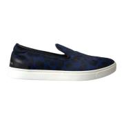 Blå Leopard Print Loafers Sneakers
