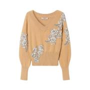 Angora Blonde Patch Sweater Beige