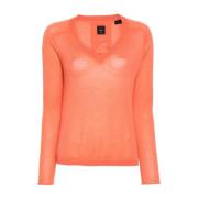 V-hals Orange Sweater Fin Mesh