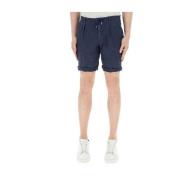 Blå Linned Casual Shorts