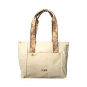 Beige Geo Print Shopper Taske