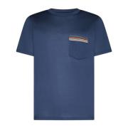 Blå Stribet Crew Neck T-shirt