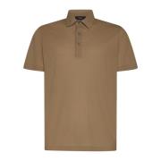 Beige Bomuld Polo Krave Skjorte