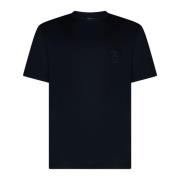 Blå Bomuld Logo Broderede T-shirts