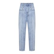 Isblå Denim Jeans Vertikalt Syet