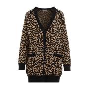 Leopard Cardigan Stilfuld Moderne Trendy